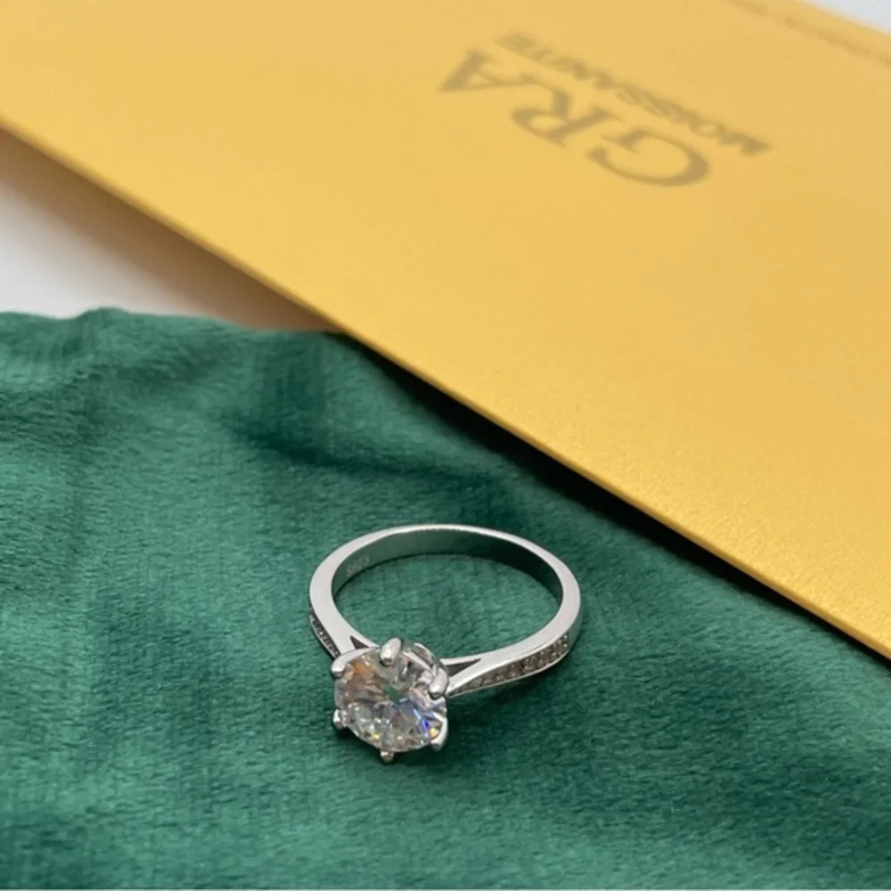 2ct Round Brilliant Solitaire GRA Certified Moissanite Diamond Engagement Ring